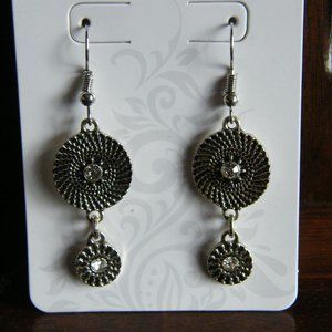 Silver & Black Dangle Earrings